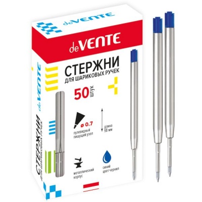 Стержень шариковый с упором, синий, 98 мм, 0.7 мм, н-к Standard, метал. корп., deVENTE тип Parker