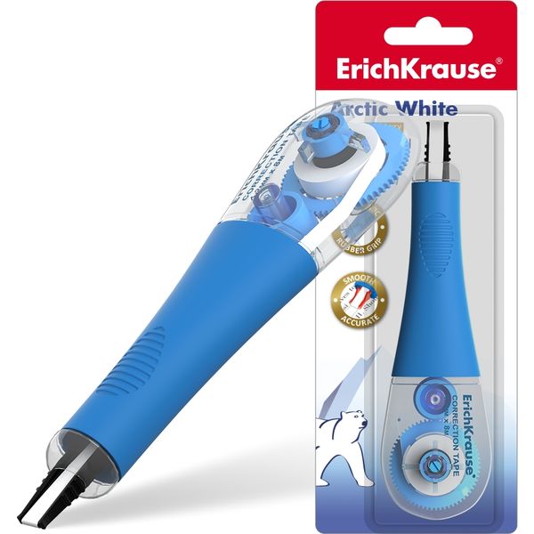 Лента корректирующая 4.2 мм* 8 м, фронт. аппликатор, эргоном. грип, ErichKrause Арктический белый