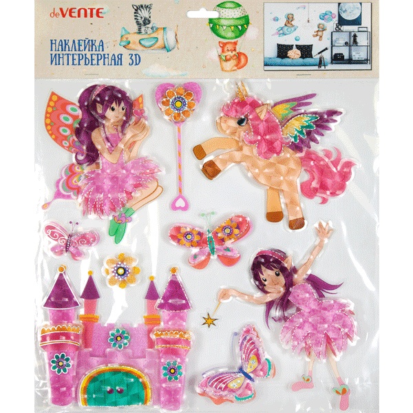 Наклейки интерьерные deVENTE Замок единорога, 3D-эффект, PVC, голограф., 305*305 мм