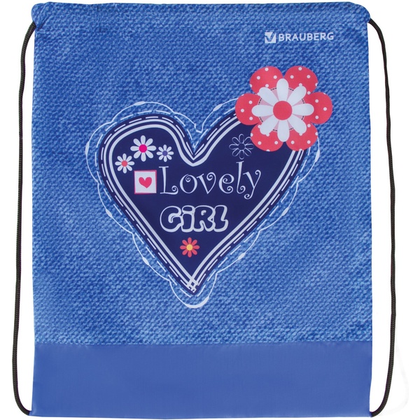 Сумка для сменной обуви BRAUBERG Сердечко, 42*34 см  Акция!