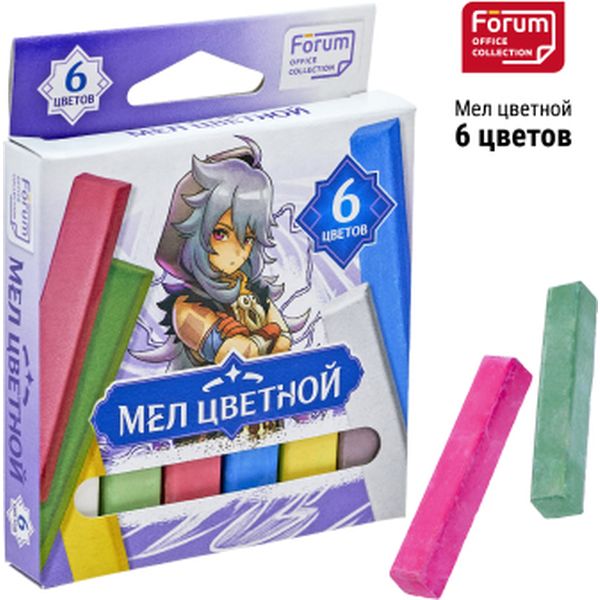 Мелки школьные цветные 6 шт., квадратные, в к/к, FORUM Office Collection АНИМЕ Мелки школьные цветные 6 шт., квадратные, в к/к, FORUM Office Collection АНИМЕ