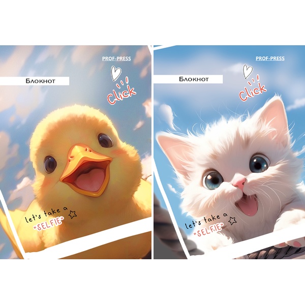 Блокнот на склейке А7, 48 л., клетка, 60 г/м², Prof-Press Забавные животные-6_2 дизайна
