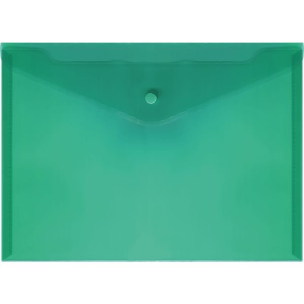 Папка-конверт на кнопке, А4, PP 180 мкм, полупрозрачная, deVENTE_зеленая