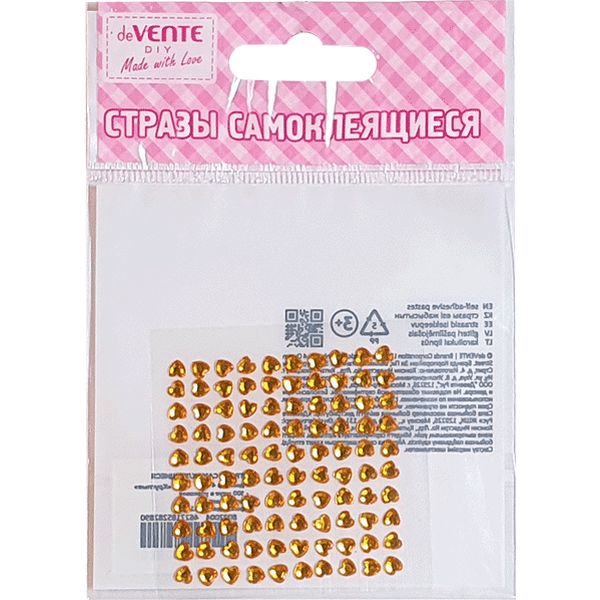Стразы самоклеящиеся Ø4 мм, 100 шт., цв.: золотистый, deVENTE Heart (Сердце)