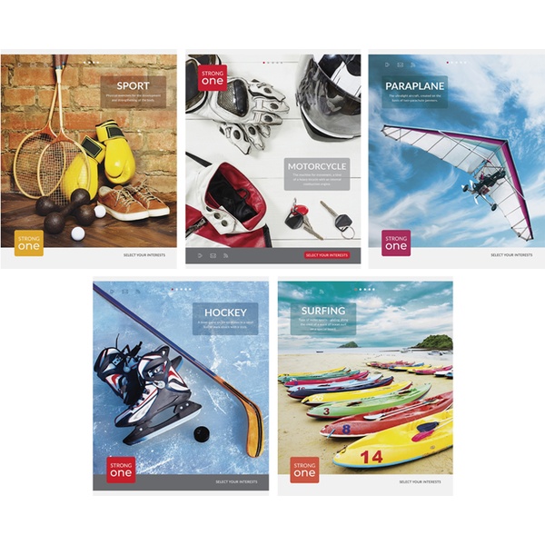 Тетрадь А5, клетка, 48 л., на скобе, 60 г/м², ArtSpace Увлечения. Strong one_5 дизайнов  Акция!