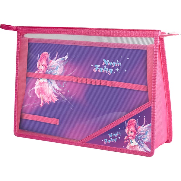 Папка для труда А4, на молнии, PP 500 мкм, прозр., цв. органайзер-разделит., ФЕНИКС+ Фея