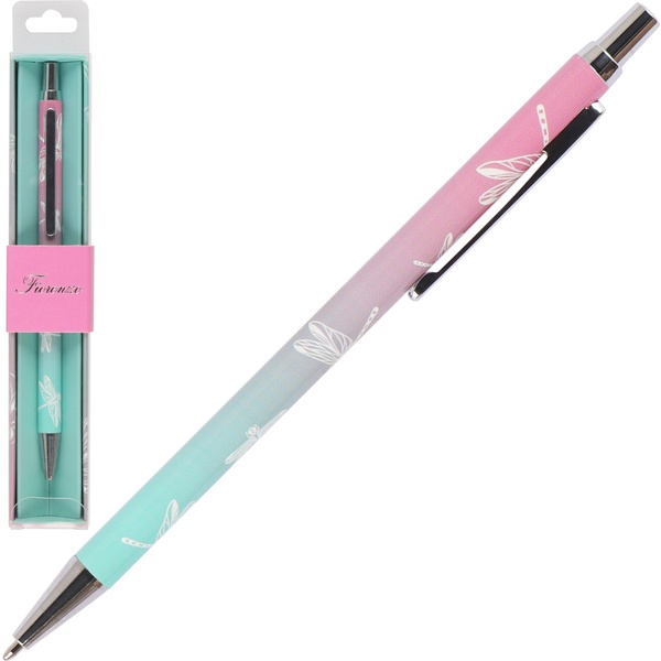 Ручка шариковая подарочная FIORENZO Dragonfly, нажим. м-м, цв. корп.: принт/хром, 0.7 мм, синяя