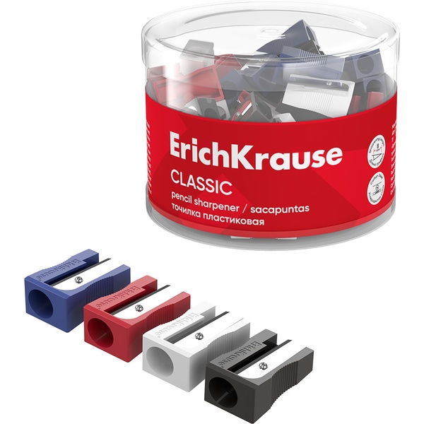 Точилка пластиковая, 1 отв., ErichKrause EasySharp Classic_4 дизайна Точилка пластиковая, 1 отв., ErichKrause EasySharp Classic_4 дизайна