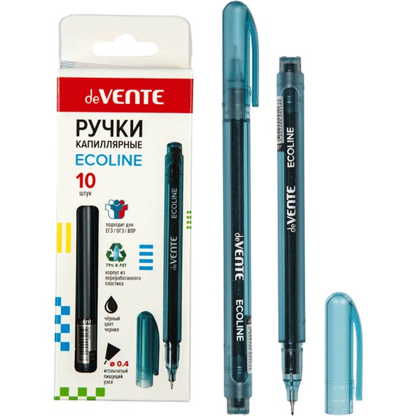 Ручка капиллярная, черная, ширина линии 0.4 мм, круг. корпус, deVENTE Ecoline (для ОГЭ, ЕГЭ, ВПР) Ручка капиллярная, черная, ширина линии 0.4 мм, круг. корпус, deVENTE Ecoline (для ОГЭ, ЕГЭ, ВПР)