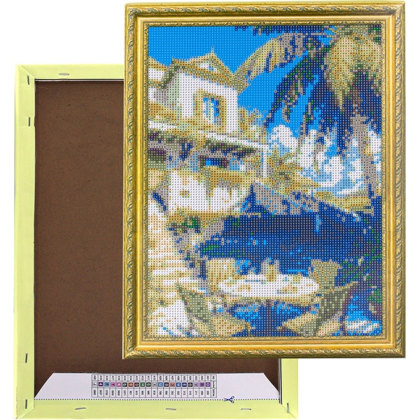 Алмазная живопись 30*40 см, холст, на подрамнике, полное заполнение, Alingar Завтрак на отдыхе