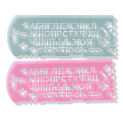 Трафарет Буквы/Цифры/Подчеркивания/Спецсимволы (56 эл.), полупрозр. пластик, СТАММ  Акция!