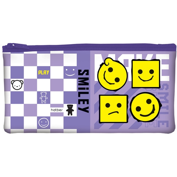 Пенал 1 отд., на молнии, 205*110 мм, текстиль, Hatber Улыбнись! (акционный товар)