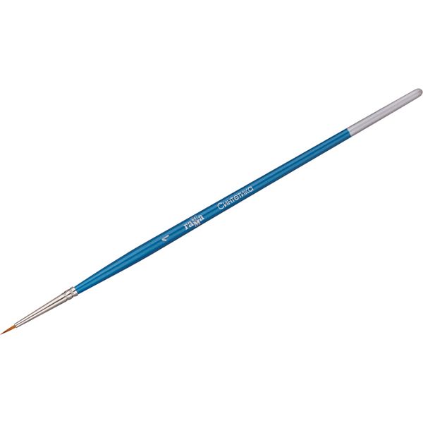 Кисть синтетика, №1, круглая, деревянная ручка, голубая, ГАММА Акция!