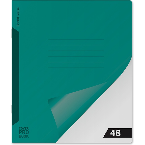Тетрадь А5, клетка, 48 л., на скобе, 60 г/м², пласт. обл., ErichKrause CoverProBook Reef_бирюзовая