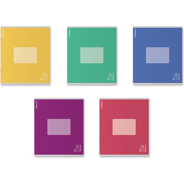 Тетрадь А5, клетка, 18 л., на скобе, 80 г/м², мел. картон, ErichKrause Классика FineLine_MIX-PACK Акция!