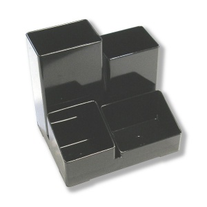 Органайзер для канцелярии СТАММ Юниор, пластиковый, 4 отд., черный