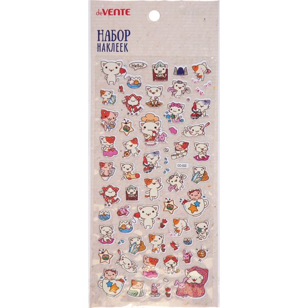 Паф-стикеры (объемные) deVENTE Котенок, PVC, карточка 95*195 мм, 3 дизайна