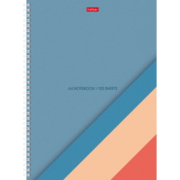 Блокнот на гребне А4, 120 л., клетка, 60 г/м², обл. 7БЦ, soft-touch, цв. срез, микроперф., Hatber Color Line