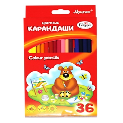 Карандаши цветные 36 шт., деревянные, трехгранные, ГАММА Мультики (в к/к) Карандаши цветные 36 шт., деревянные, трехгранные, ГАММА Мультики (в к/к)
