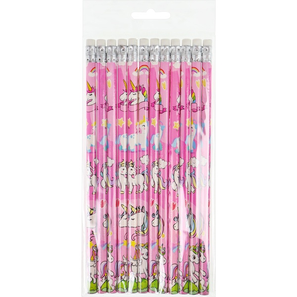 Карандаш чернографитный с ластиком, HB, деревянный, круглый, незаточенный, LEGEND Единороги_4 дизайна