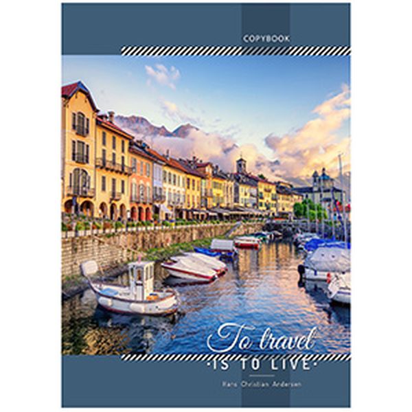 Тетрадь А4, клетка, 60 л., на гребне, 60 г/м², мел. картон, Prof-Press Лодки у горного озера