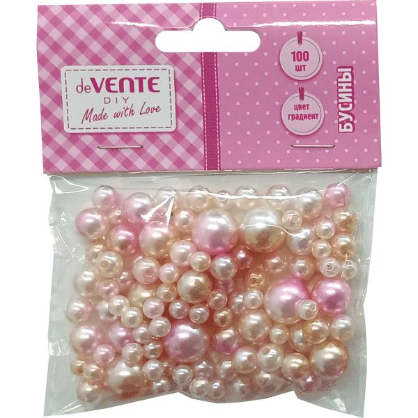 Бусины Ø6-14 мм, 100 шт., пластиковые, перламутровые, цв.: микс, deVENTE Pink Dream (Французская сирень) Акция!