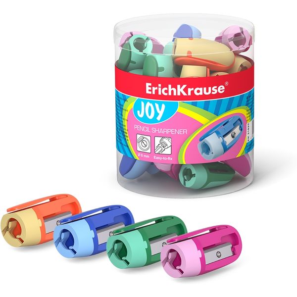 Точилка пластиковая, 1 отв., клип, ErichKrause Joy_4 дизайна