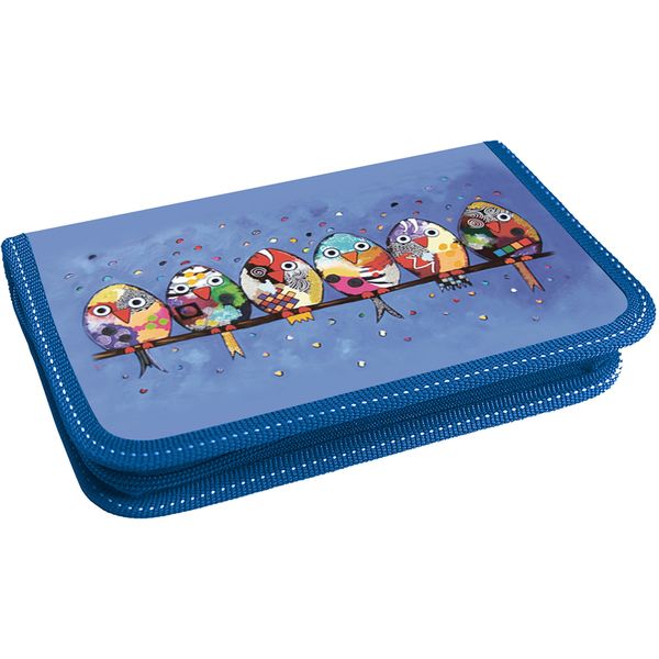 Пенал 1 отд., на молнии, 200*130*30 мм, текстиль, LAMARK Птички  Акция!