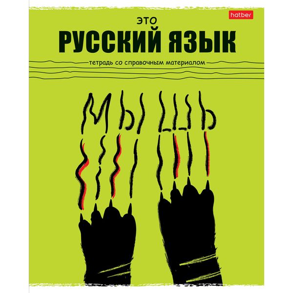 Тетрадь предметная А5, 48 л., линия, 65 г/м², Hatber Черный кот_Русский язык Акция!
