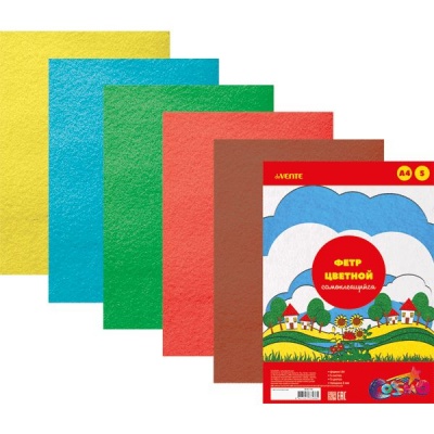 Фетр для творчества самоклеящийся, 2 мм, А4, 5 л., 5 цв., в п/п, deVENTE Cosmo Акция!