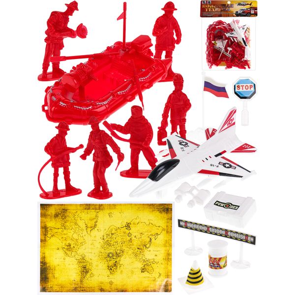 Набор игровой Пожарная техника (8 фигурок, лодка, самолет и пр., в пакете) Акция!