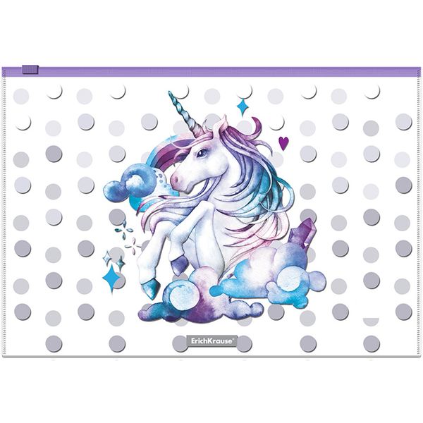 Папка-конверт на zip-молнии, А4, PP 160 мкм, полупрозрачная, глянц., ErichKrause Dream Unicorn Папка-конверт на zip-молнии, А4, PP 160 мкм, полупрозрачная, глянц., ErichKrause Dream Unicorn