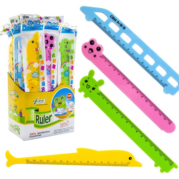 Линейка 15 см, пластиковая, непрозрачная, фигурная, ассорти 4 дизайна, Зверюшки  Акция! 