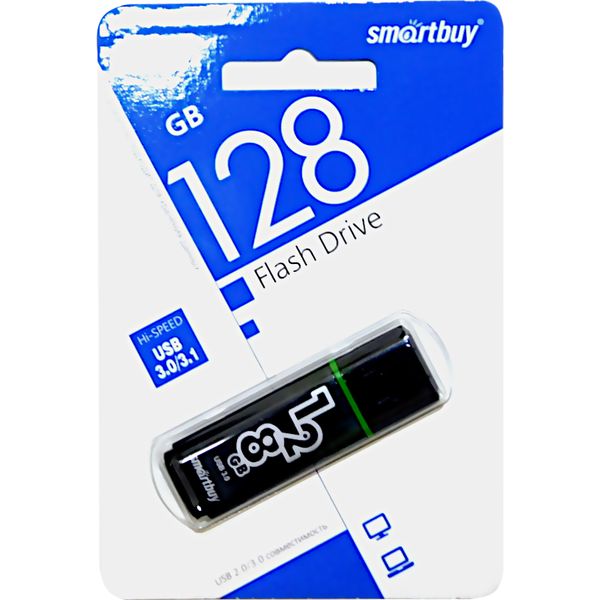 Флеш-накопитель USB 3.0/3.1, 128 ГБ, Smartbuy Glossy_темно-серый Флеш-накопитель USB 3.0/3.1, 128 ГБ, Smartbuy Glossy_темно-серый