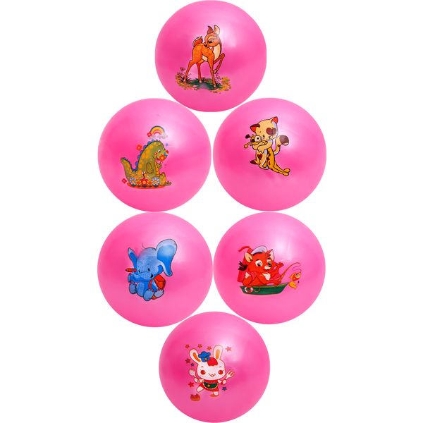 Мяч детский d 18 см, Любимые животные, розовый, рисунок микс   Акция!