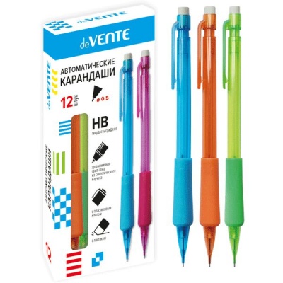 Карандаш механический 0.5 мм, HB, deVENTE, пластиковый корпус, каучуковый грип, клип, ластик Карандаш механический 0.5 мм, HB, deVENTE, пластиковый корпус, каучуковый грип, клип, ластик