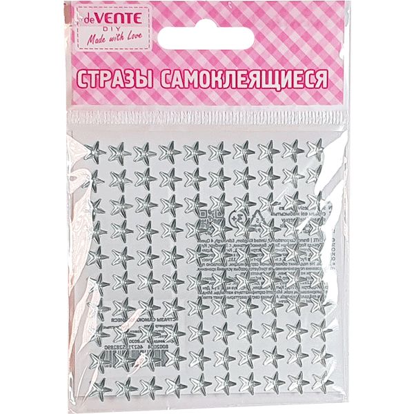 Стразы самоклеящиеся Ø8 мм, 100 шт., цв.: хром, deVENTE Star (Звезда)