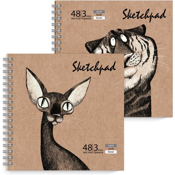 Скетчпад 195*195 мм, на гребне, 48 л., микс блок 80 г/м², обл. 7БЦ, ФЕНИКС+ Озорные животные_Акция!