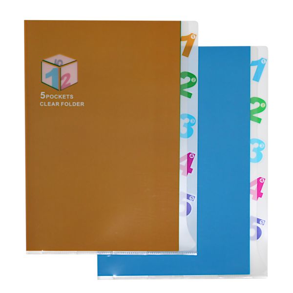 Папка-уголок А4, 180 мкм, 5 отделений, CENTRUM, пластик., цв. разделители, ассорти