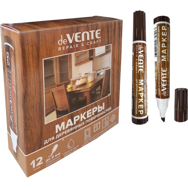 Маркер по дереву deVENTE Repair, цвет: орех, н-к "клин", 1.0-5.0 мм, пласт. корпус