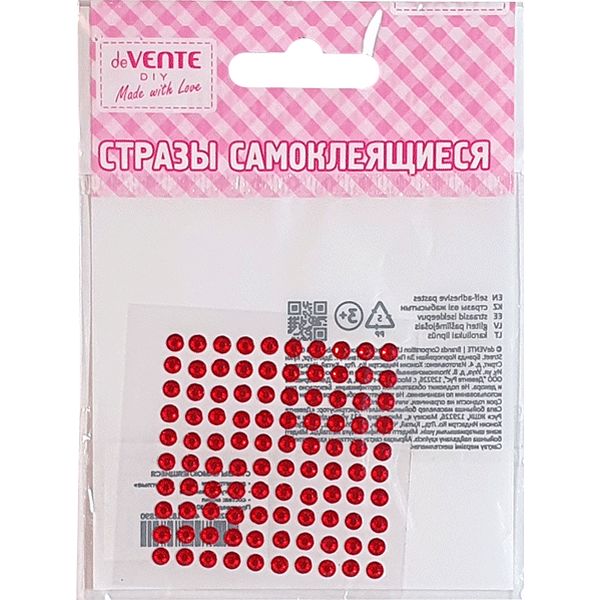 Стразы самоклеящиеся Ø4 мм, 100 шт., цв.: красный, deVENTE Dots (Точки) Стразы самоклеящиеся Ø4 мм, 100 шт., цв.: красный, deVENTE Dots (Точки)