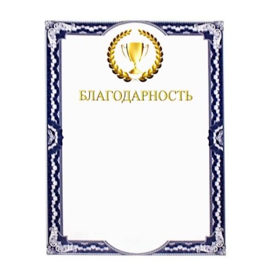 Благодарность А4, со спортивным кубком, мел. бумага