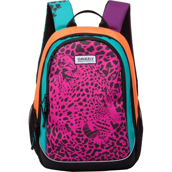 Рюкзак ученический GRIZZLY Леопард, 40*29*20 см, 15 л, 690 г, 2 отд., эрг. спинка  Акция!