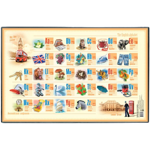 Покрытие настольное DPS Kanc Английский алфавит, 380*590 мм, картон/пвх