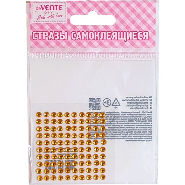 Стразы самоклеящиеся Ø4 мм, 100 шт., цв.: золотистый, deVENTE Dots (Точки) Стразы самоклеящиеся Ø4 мм, 100 шт., цв.: золотистый, deVENTE Dots (Точки)