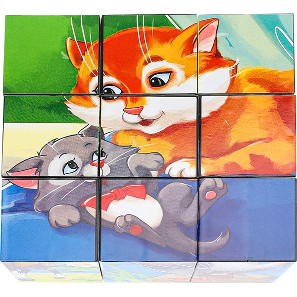 Кубики пластиковые "Мамы и детки" 9 шт., к/к   Акция!