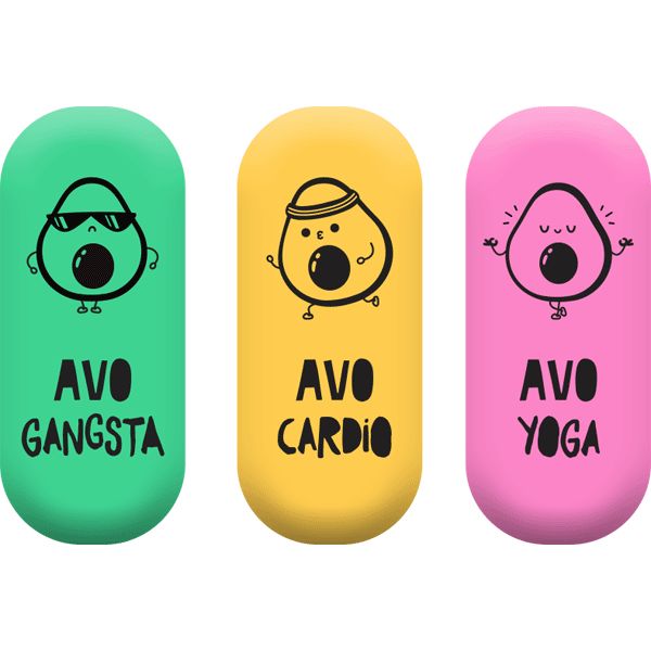 Ластик deVENTE Avocado, синт. каучук (Dust-free), овальный, 45*19*10 мм, 3 дизайна