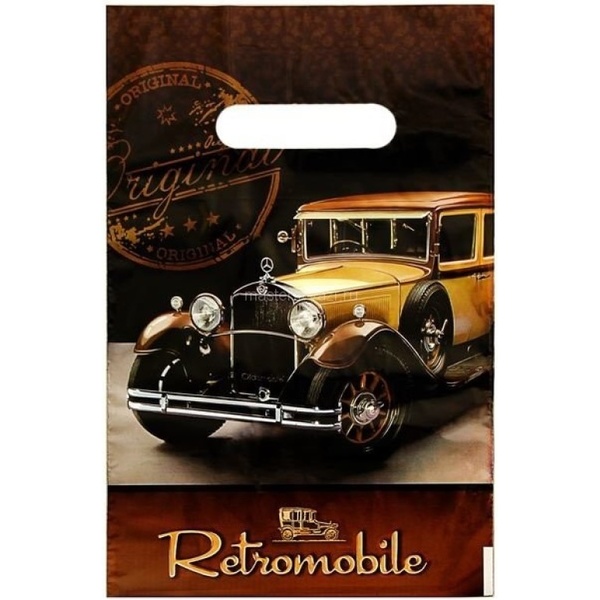 Пакет с вырубной ручкой, 30*20 см, полиэтилен 30 мкм, Ретромобиль