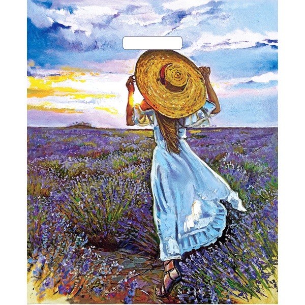 Пакет с вырубной ручкой, 45*38*3 см, полиэтилен 50 мкм, Лавандовое поле