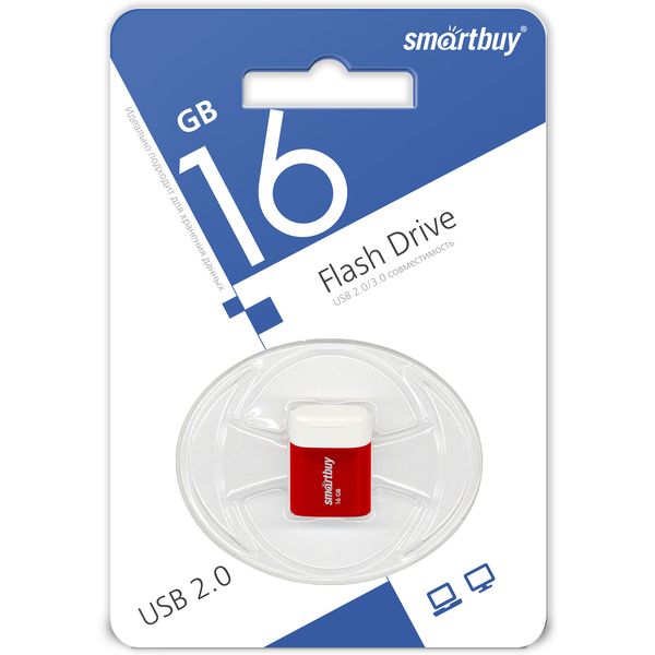 Флеш-накопитель USB 2.0, 16 ГБ, Smartbuy LARA_красный Флеш-накопитель USB 2.0, 16 ГБ, Smartbuy LARA_красный
